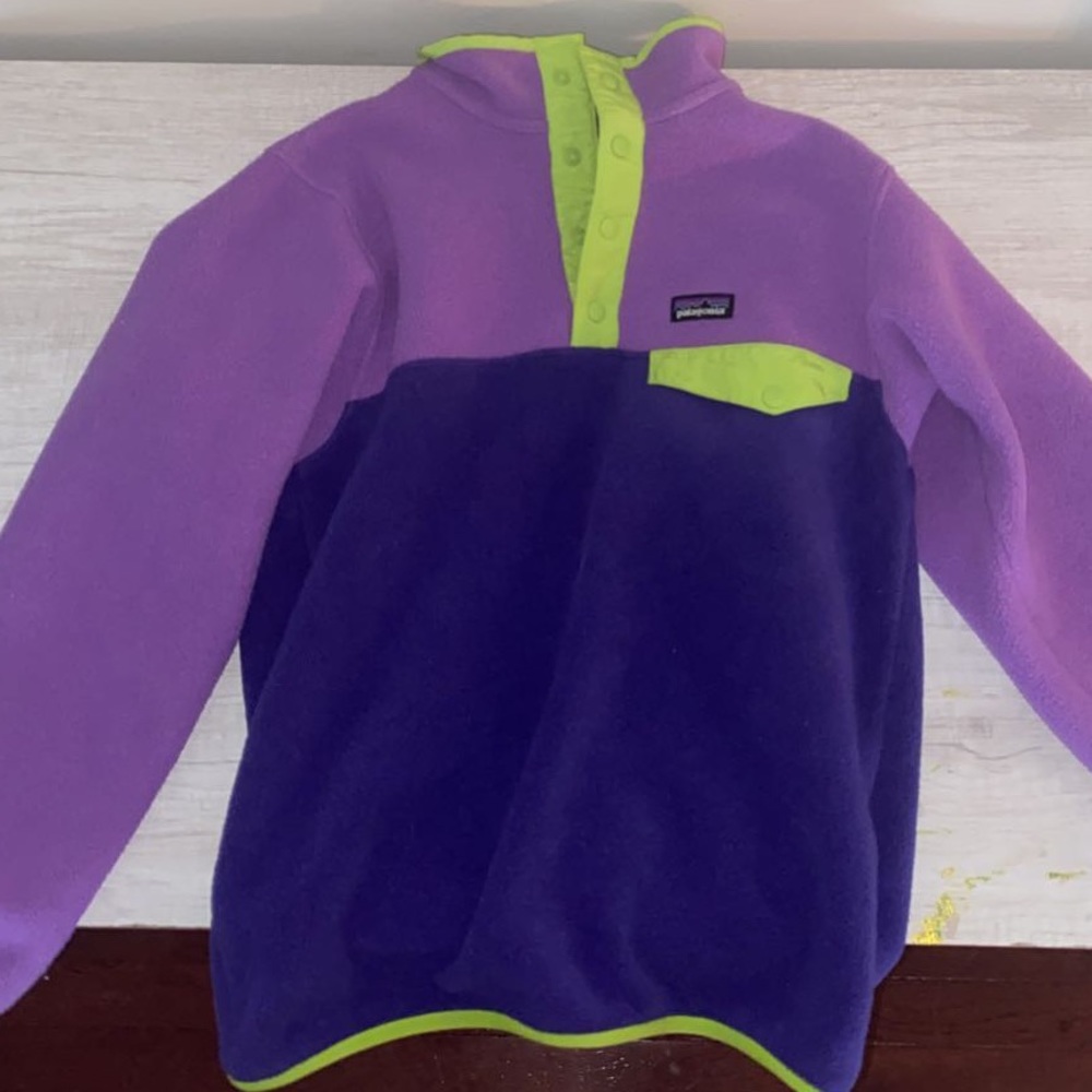 fuzzy purple pullover jacket with buttons